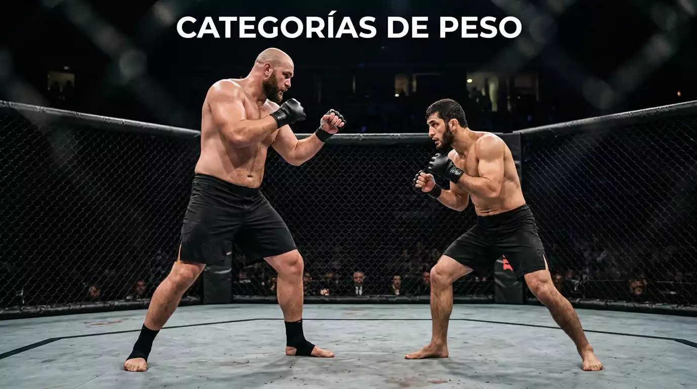 Luchadores de diferentes categorias de peso en el octagono de UFC