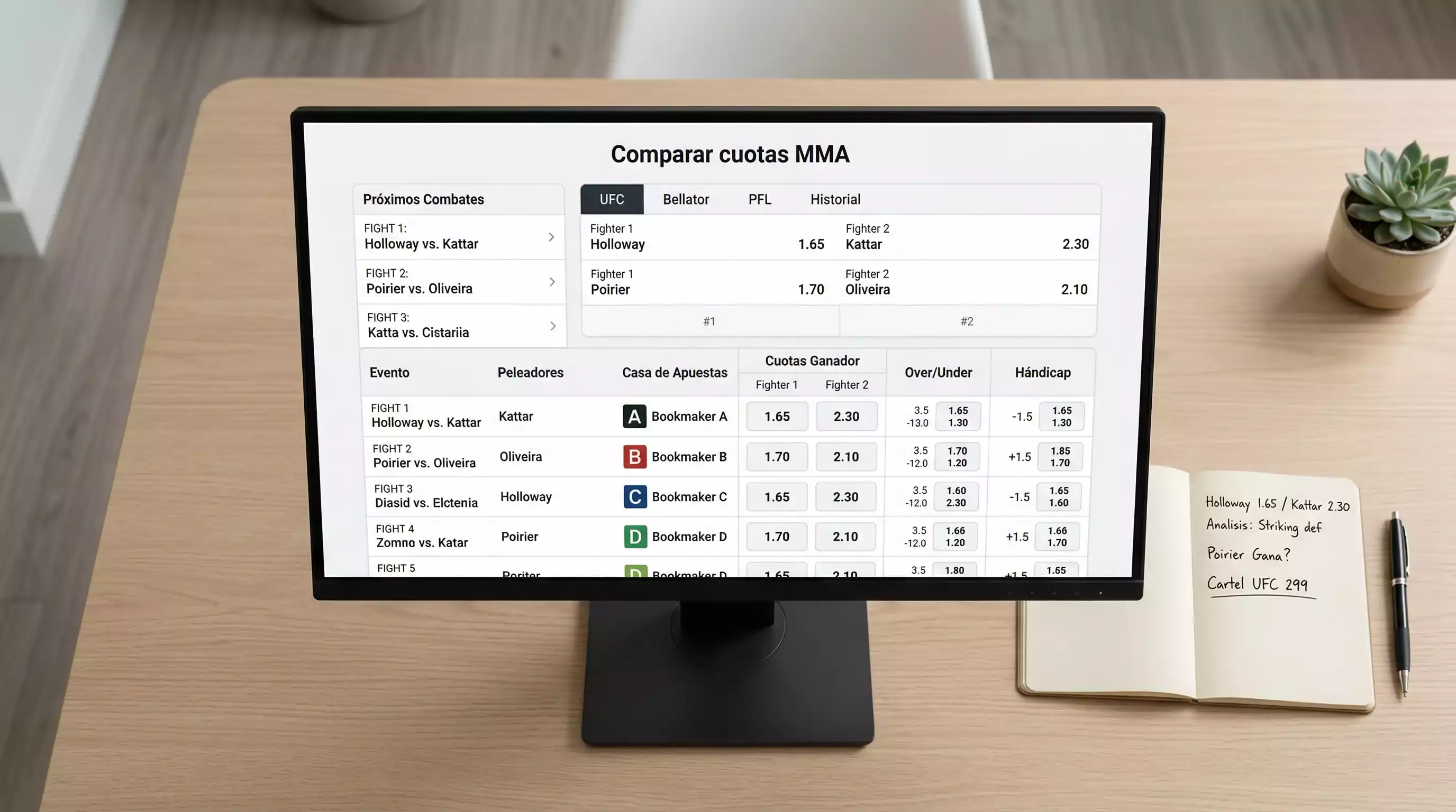 Comparación de cuotas de UFC entre diferentes casas de apuestas