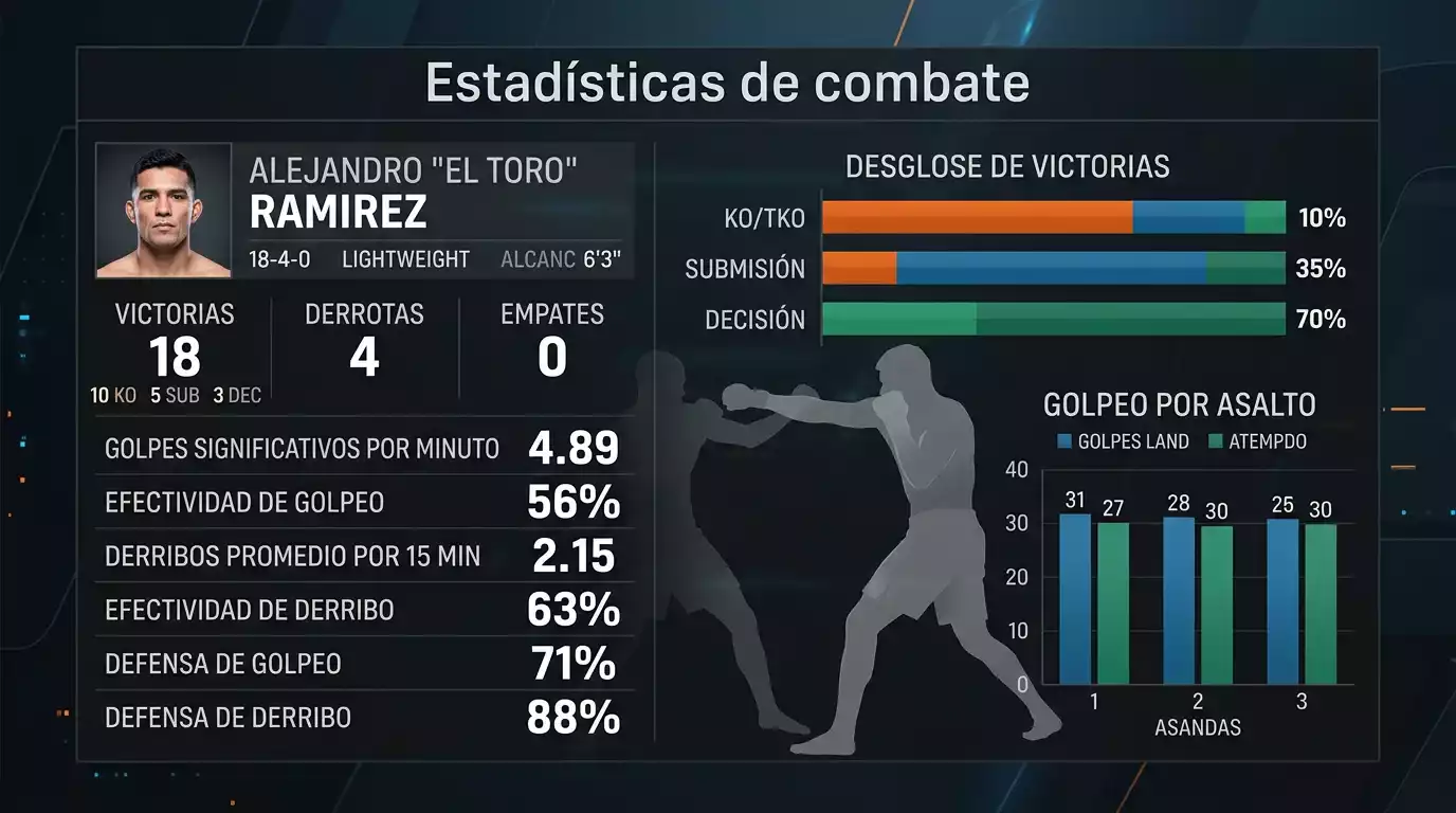 Pantalla con estadisticas de luchador de UFC