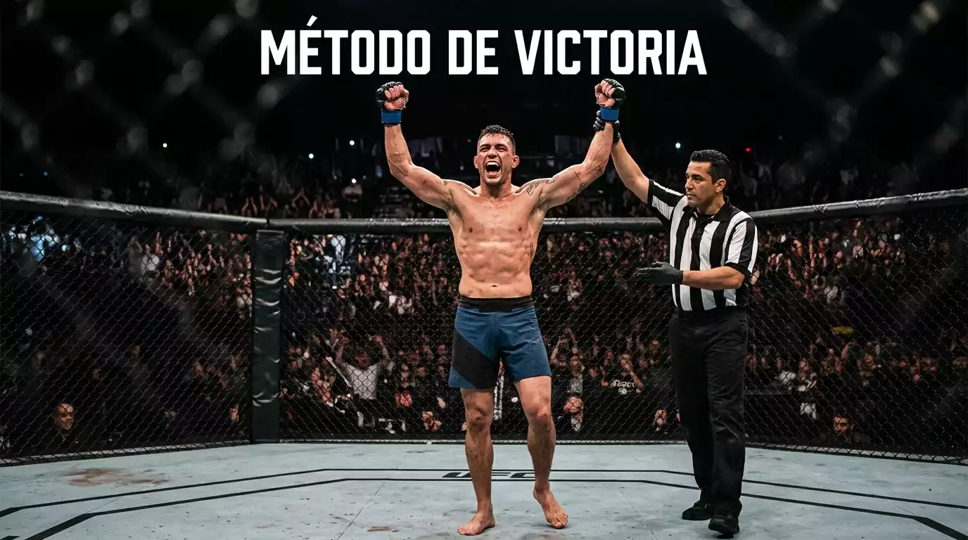 Momento de finalizacion en combate de UFC en el octagono