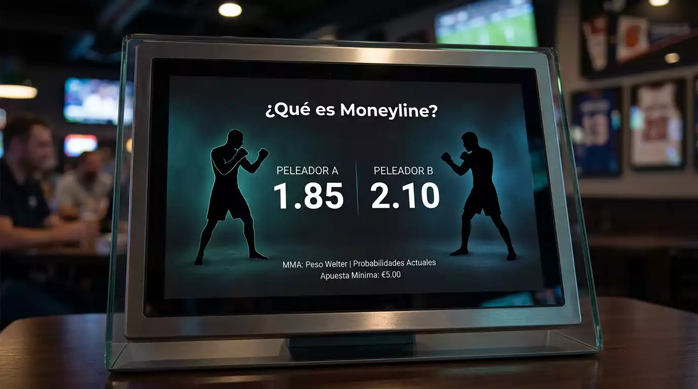 Cuotas de apuestas moneyline en pantalla para combate de UFC